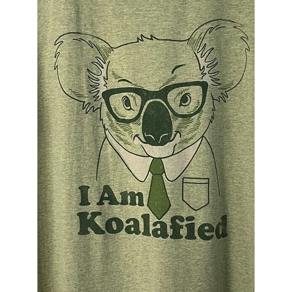 3 for $25-Chemistry T-Shirt Size Large Green Koala Bear Motif “ I AM KOALAFIED” - Picture 2 of 7